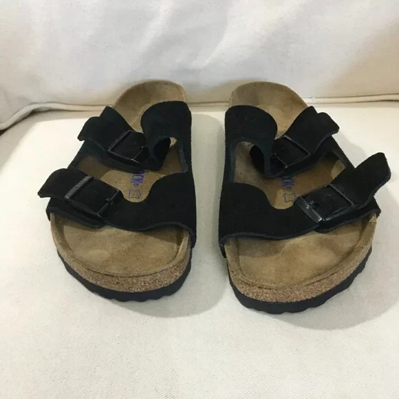 NWOT Birkenstock Arizona Black Suede Slide Sandal L10/M8 - Picture 2 of 6